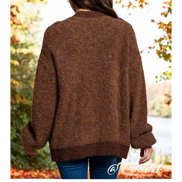 MYSTREE chocolate part wool cardigan S M L - Picture 4 of 8